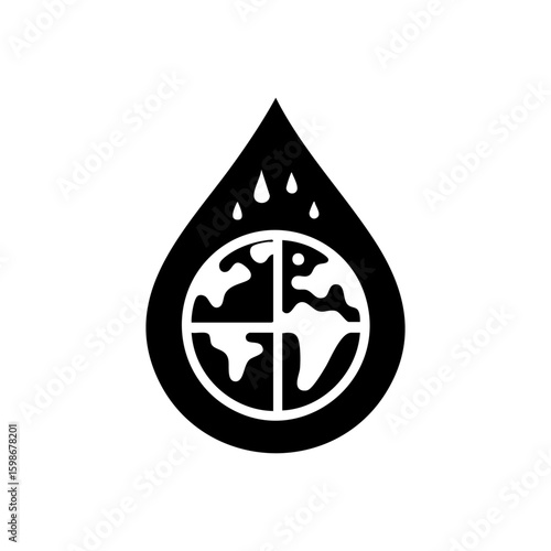 earth inside waterdrop