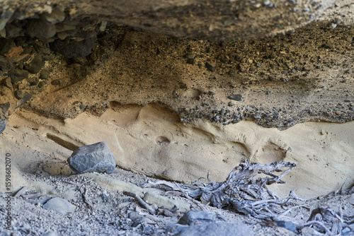 Photography Volcanic tuff and basalt layers