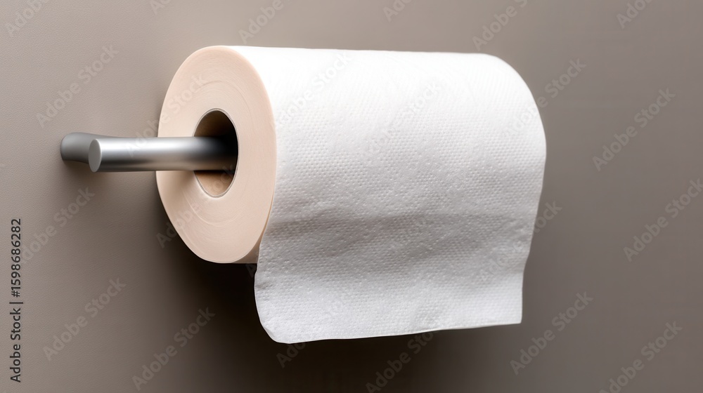 Obraz premium Simple necessities a pristine roll awaits on a sleek silver holder ready for its purpose