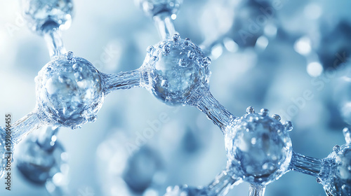 Microscopic View of Molecular Structure, Abstract Blue Crystal Lattice