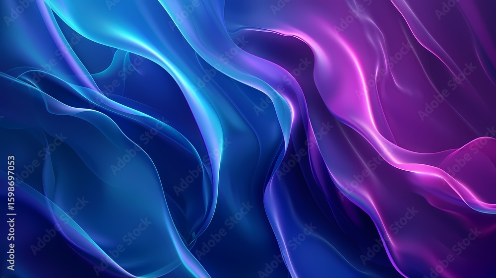 Obraz premium Abstract fluid art banner. Elegant, colorful waves of blue and purple hues in a fluid motion, creating a mesmerizing abstract design that adds depth and energy to any concept