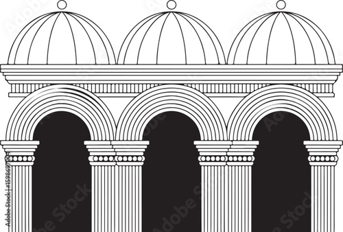 Classical architecture with domes and arches column