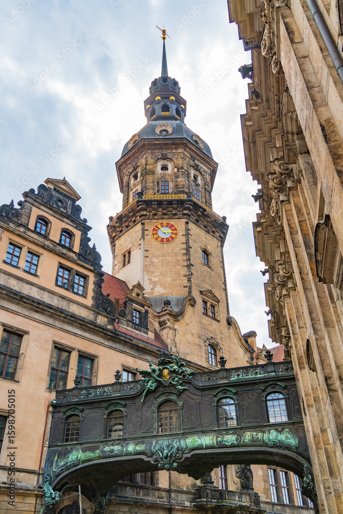 Fototapeta premium Hausmannsturm Tower in the old town of Dresden, Germany