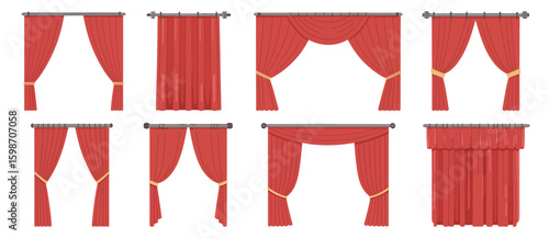 Collection of elegant red drapes and curtains in various styles