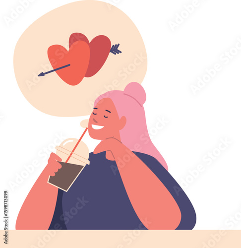 Teenager girl dreaming about love