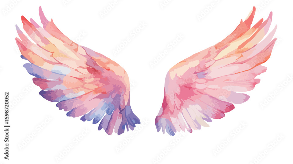 Obraz premium Graceful Watercolor Angel Wings Illustration - Ethereal Design Element