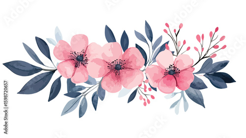 Elegant Pink Floral Watercolor Illustration for Professional Use