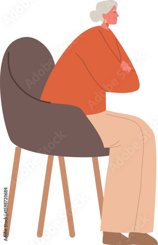 Happy smiling elderly woman sitting