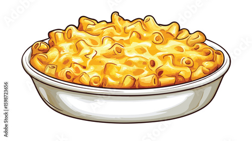Vintage Engraving Illustration of Juicy Mac and Cheese