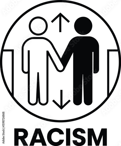 Anti-Racism Unity Symbol: No to Racism Banner with Diverse Figures and Arrows, Transparent Background Vector Illustration for Social Justice and Equality Campaigns. 