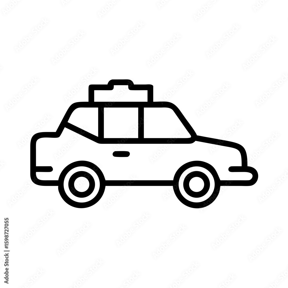 Car with luggage on roof icon in minimalist line art style for travel and transportation concept Car with luggage on roof icon in minimalist line art style for travel and transportation concept