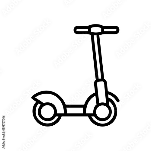 Segway side view icon in minimalist line art style for personal transportation concept