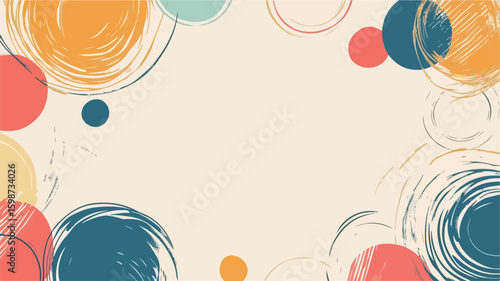 Vibrant Handdrawn Multicolour Circular Outlines Illustration