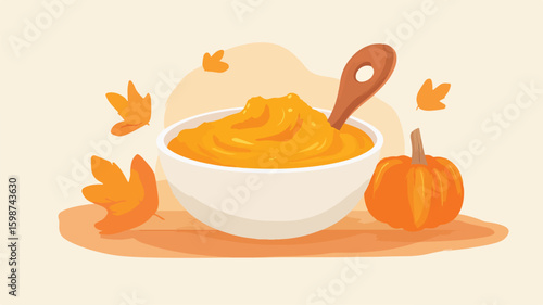 Delicious Pumpkin Puree Flat Icon Perfect for Tasty Baby Food Design