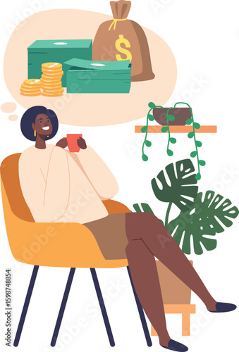 Young woman dreaming about money