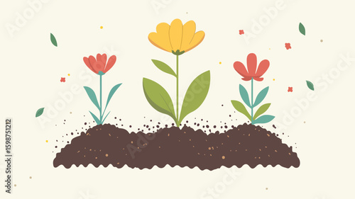 Vibrant Soil for Planting Flowers Vector Illustration