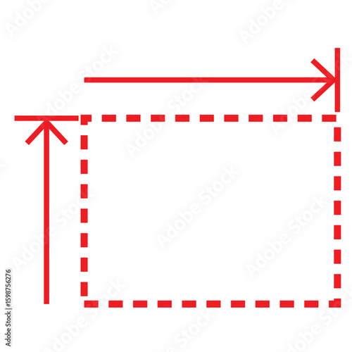 Height and width icons. Dimension, area and perimeter measure concept. Vector illustration