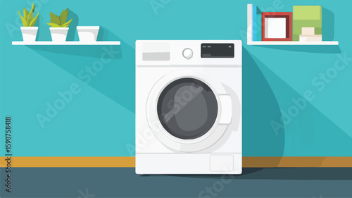 Modern Washing Machine Vector Illustration in Simple Style for Laundry Concepts