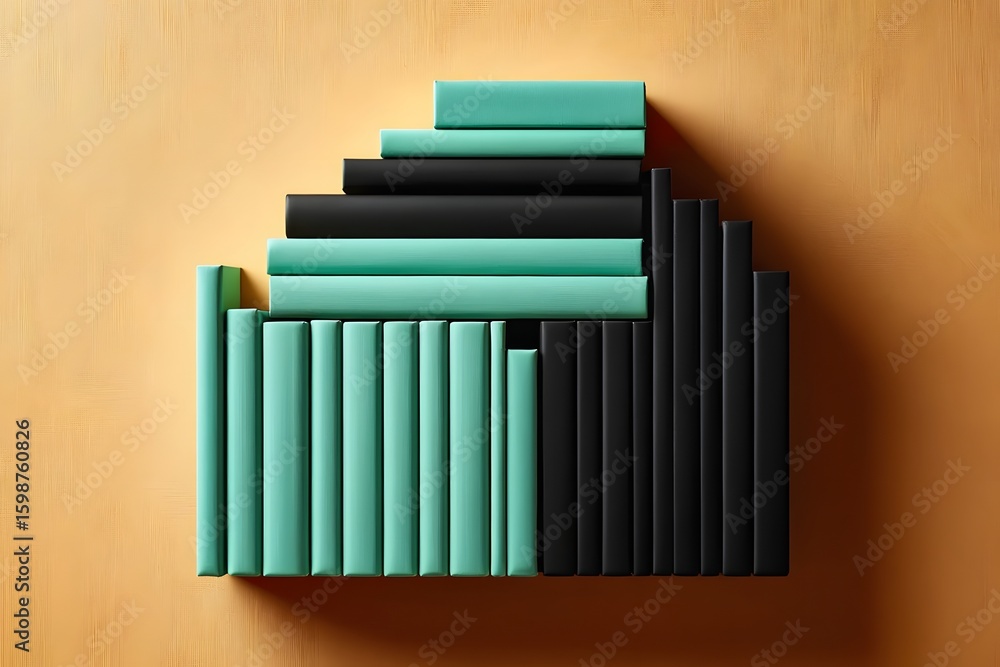 Obraz premium Abstract Geometric Blocks - Teal and Black Composition