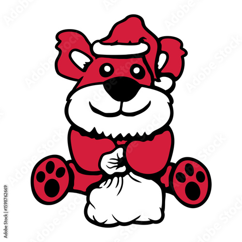 Bear Santa Claus Christmas Hat Happy Celebration Funny