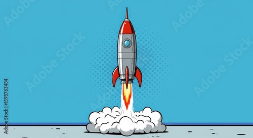 Pop art illustration of a rocket launch
Keywords: