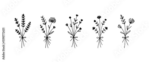 Elegant Flower Bouquet. Elegant Flower Bouquet features a hand-drawn arrangement of flowers and leaves in a graceful and minimal design.