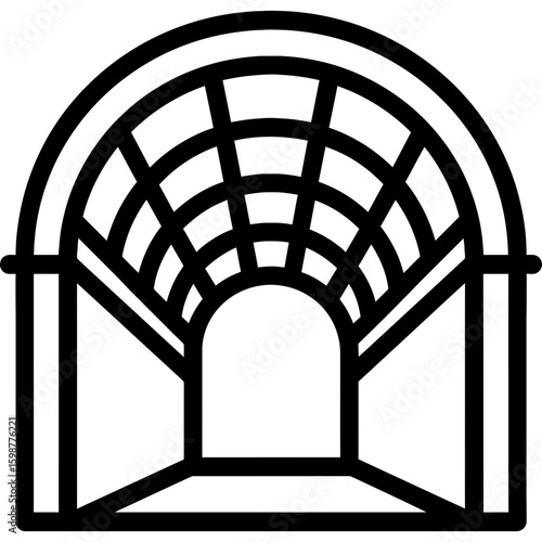 Roman barrel vault ceiling outline icon vector
