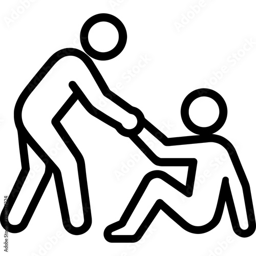 Person helping another up outline icon vector