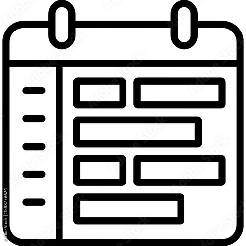 Time blocking calendar outline icon vector