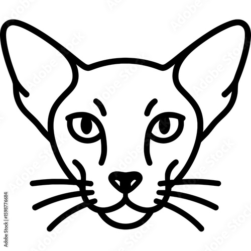 Oriental shorthair cat head front view outline icon vector
