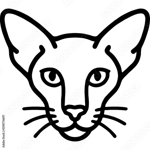 Oriental shorthair cat head front view outline icon vector