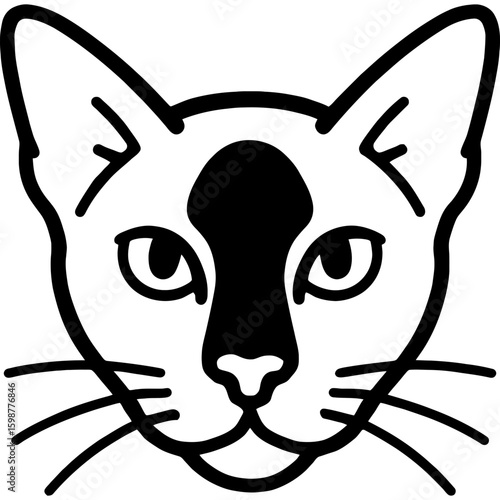 Colorpoint shorthair cat head front view outline icon vector
