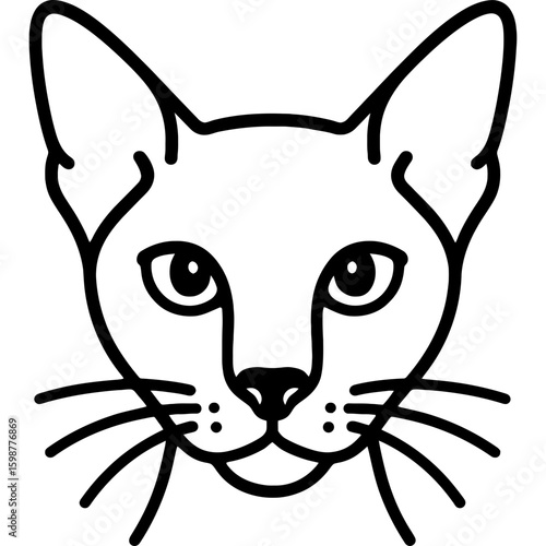 Colorpoint shorthair cat head front view outline icon vector
