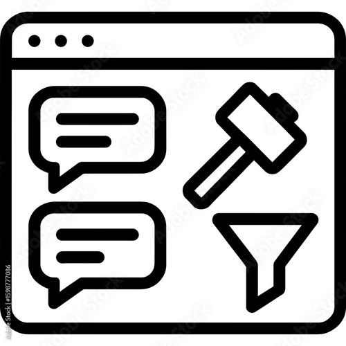 Live chat moderator tools outline icon vector