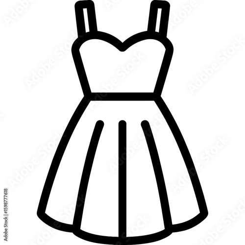 Dress silhouette with skirt portion outline icon vector