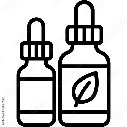 Essential oil bottles outline icon vector