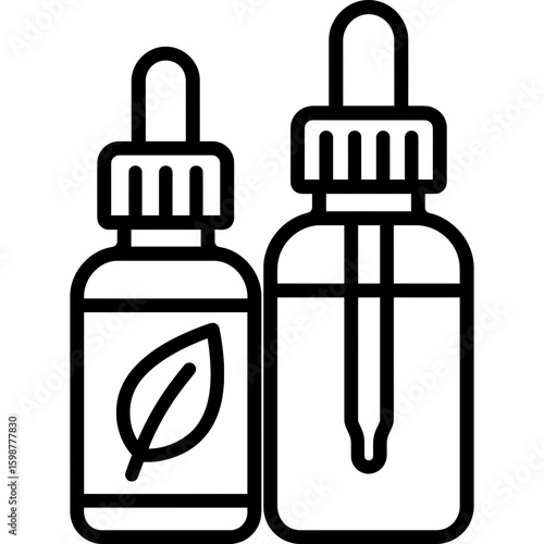 Essential oil bottles outline icon vector