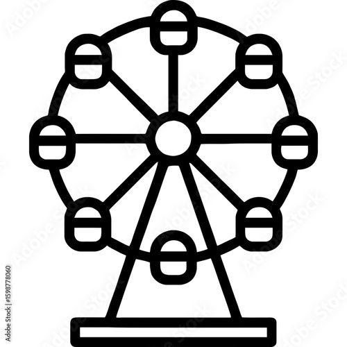 Ferris wheel outline icon vector