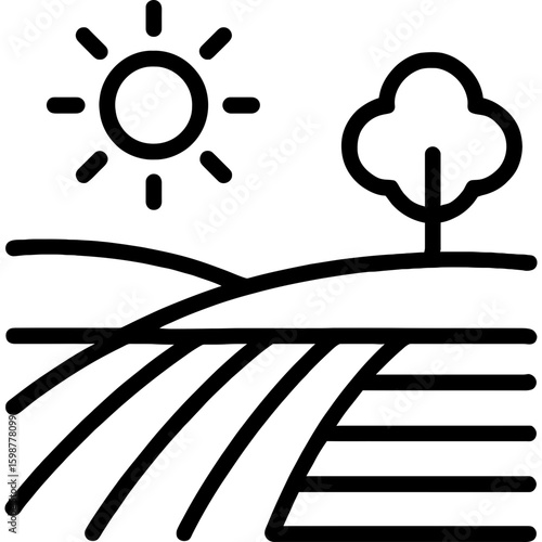 Field plains outline icon vector