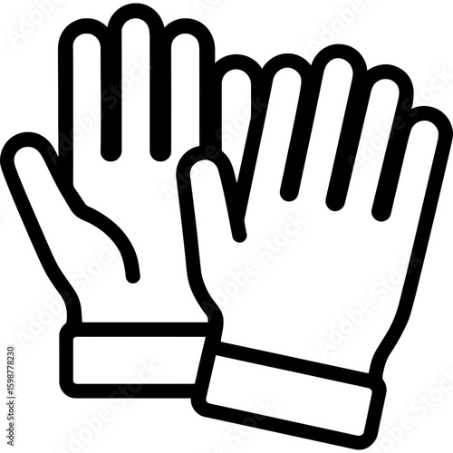 Pair of gloves outline icon vector