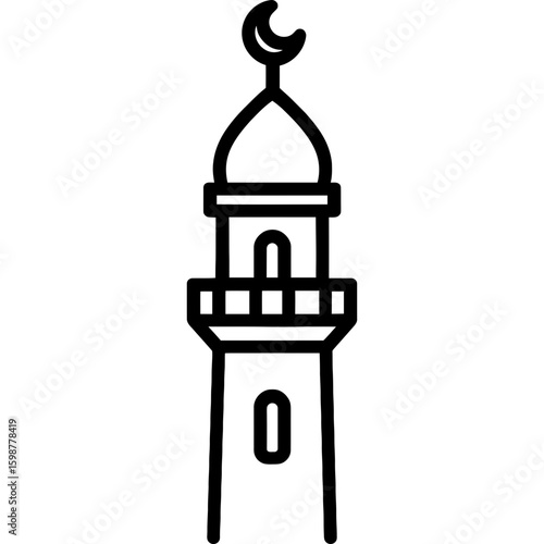 Islamic minaret outline icon vector