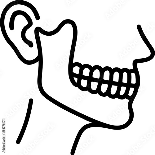 Human jaw outline icon vector