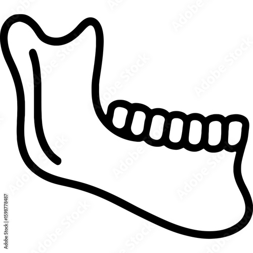 Human jaw outline icon vector