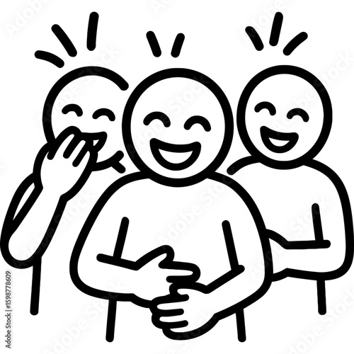 People laughing together outline icon vector