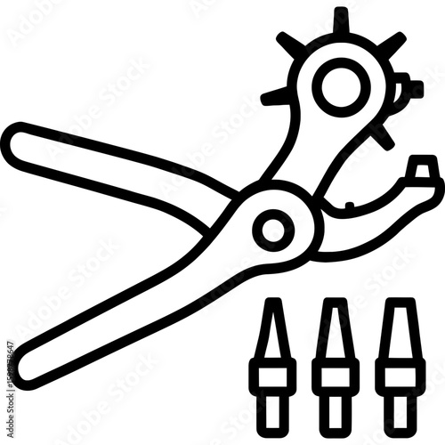 Leather hole punch set outline icon vector
