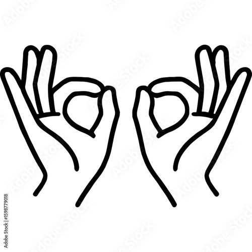 Meditation hand mudra outline icon vector