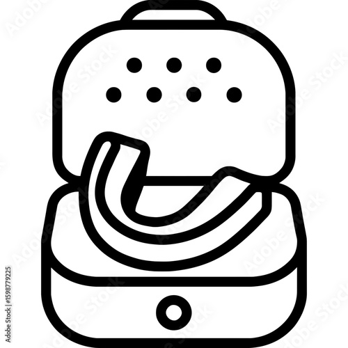 Mouth guard case outline icon vector