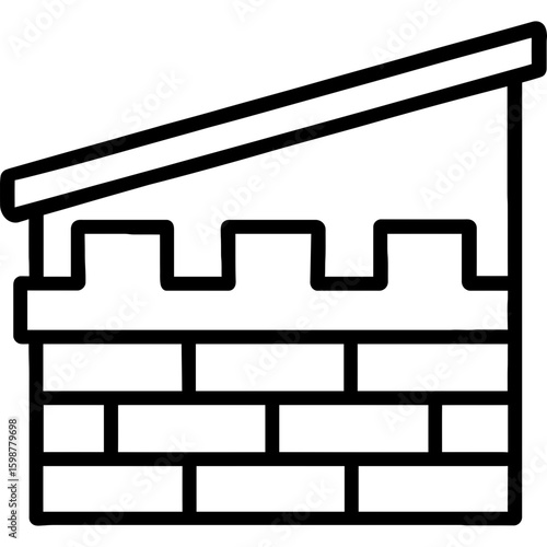 Parapet wall roofline outline icon vector