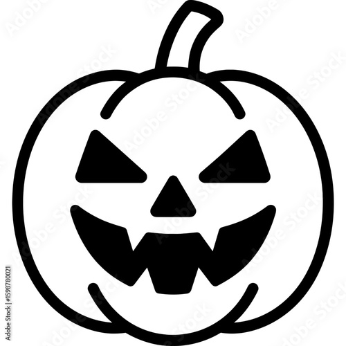 Pumpkin halloween carved jack-o'-lantern outline icon vector