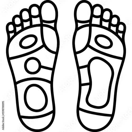 Reflexology foot chart outline icon vector